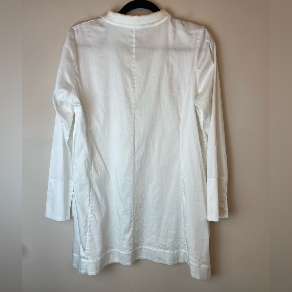 Soft Surroundings Women's Size Medium White Tunic 3/4 Sleeve Half Button-up Top - Picture 2 of 7